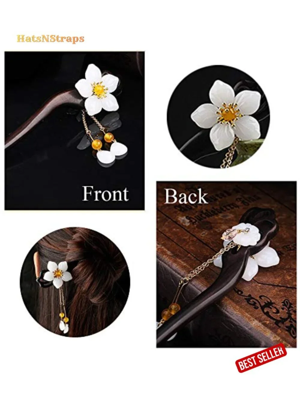 Wooden Hair Stick Handmade Carved Hair Pin for Bun 7.08 inch